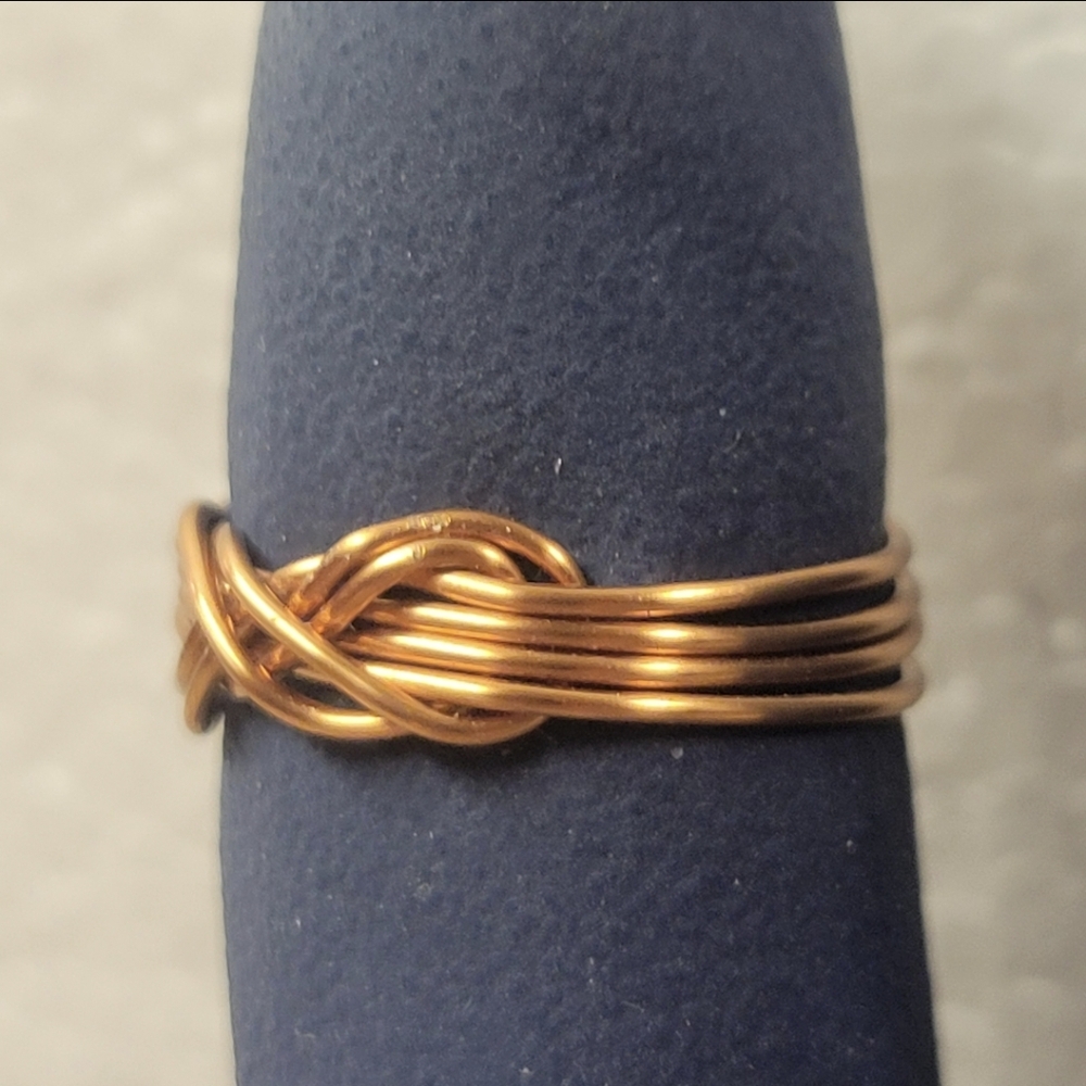 Hand Crafted Copper Wire Wrapped Infinity Bow Ring - Picture 4 of 8